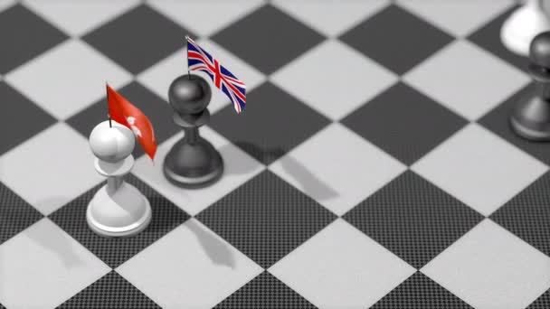Chess Pawn Country Flag Hong Kong United Kingdom — Stock Video