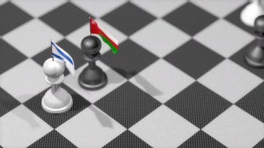 Chess Pawn with country flag, Israel, Oman.