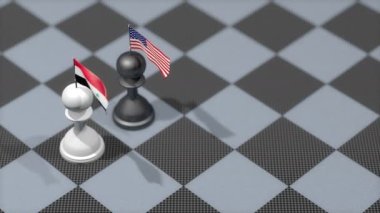 Chess Pawn with country flag, Syria, United States.