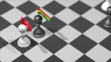 Chess Pawn with country flag, Turkey, Bolivia.