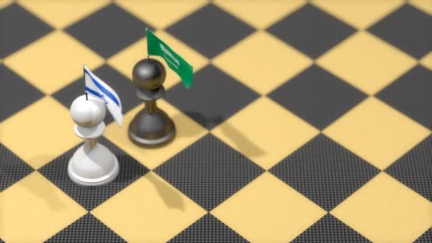 Chess Pawn Country Flag Israel Saudi Arabia — ストック動画