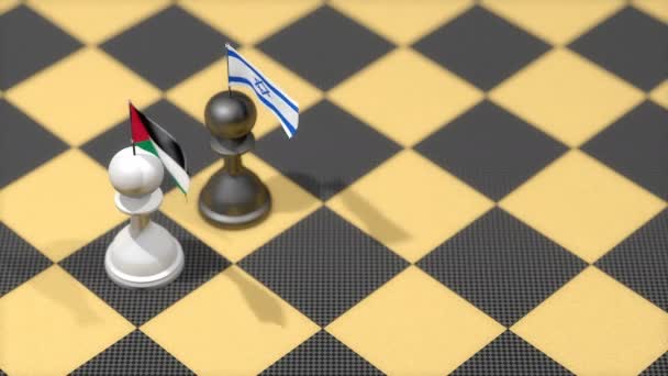 Schaakpion Met Landvlag Palestina Israël — Stockvideo
