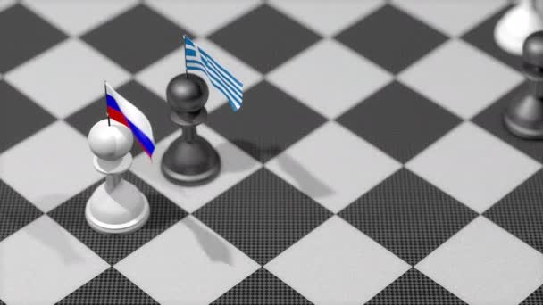 Chess Pawn Country Flag Russia Greece — ストック動画