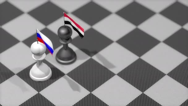 俄罗斯 叙利亚国旗的Chess Pawn — 图库视频影像
