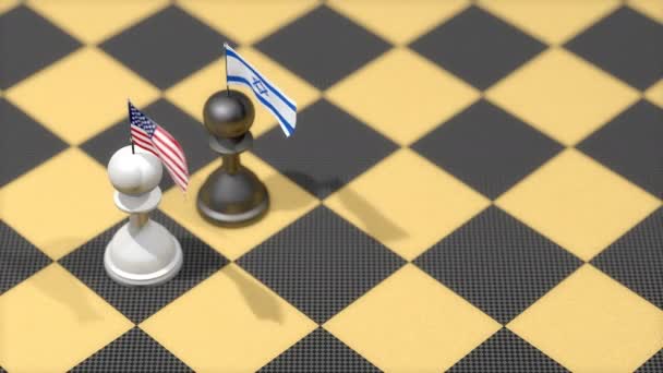 Chess Pawn Country Flag United States Israel — ストック動画