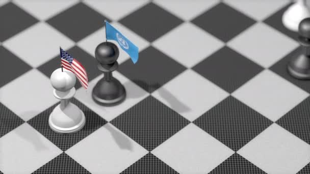Chess Pawn Country Flag United States United Nation — ストック動画