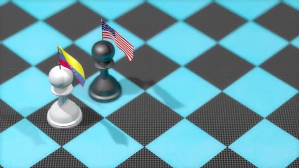 Šachová Figurka Vlajkou Země Venezuela Spojené Státy — Stock video