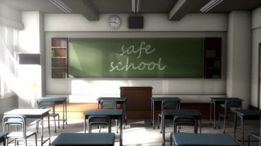 Classroom black board text, Safe school.