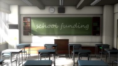 Classroom black board text, Education funding.