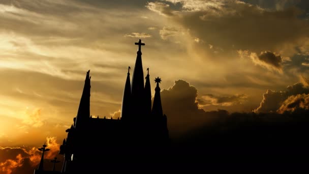 Sagrada Familia Sunset Animation — Stock Video