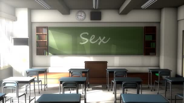 Učebna Černá Deska Text Sexuální Výchova — Stock video