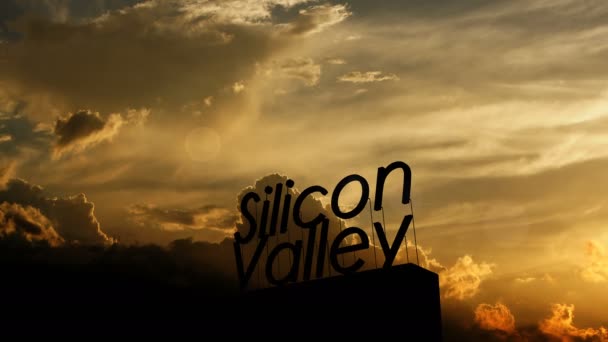 Silicon Valley Signpost Beautiful Sunset — Stock Video