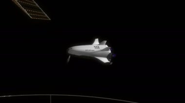 Bilimkurgu uzay gemisi bir uzay istasyonuna yanaşıyor..