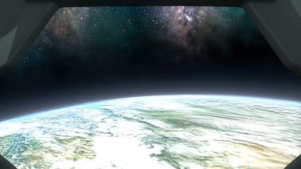 Animation Sci Rumskib Kommandorum Earth View – Stock-video
