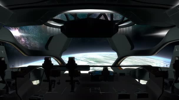 Animasi Tampilan Ruang Perintah Pesawat Ruang Angkasa Sci — Stok Video