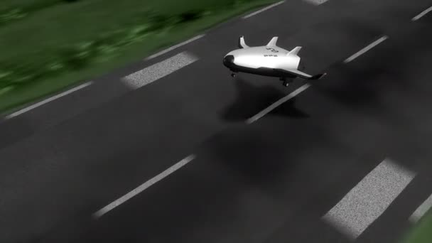 Nave Espacial Aterrissando Uma Animação Aeródromo — Vídeo de Stock