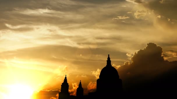Katedrála Pavla Londýn Nad Západem Slunce Animace — Stock video
