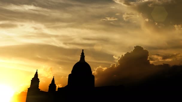 Pauls Cathedral Londen Zonsondergang Animatie — Stockvideo