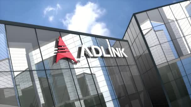 2020 November Szerkesztőség Animáció Adlink Technology Inc Logó Üvegépületen — Stock videók