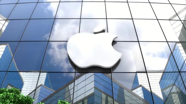 November 2020 Editorial Use Only Animation Apple Inc Logo Glass — Stock Video