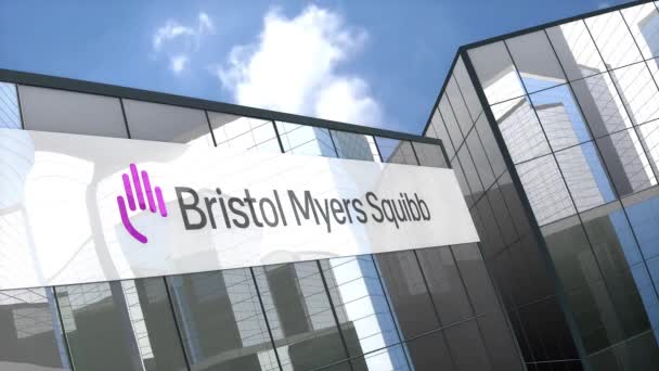 Июль 2020 Внутреннего Пользования Анимация Логотип Bristol Myers Squibb Стеклянном — стоковое видео