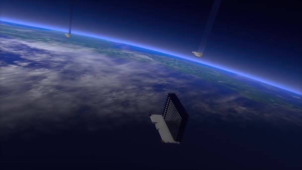Lipiec 2020 Tylko Użytku Redakcyjnego Renderowanie Artystyczne Satelita Spacex Starlink — Wideo stockowe