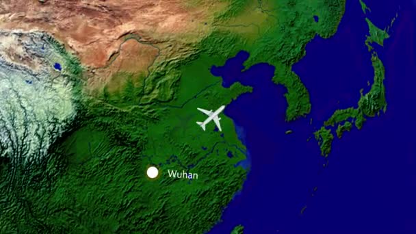 Flyg Från Wuhan Till Los Angeles Flygresor — Stockvideo