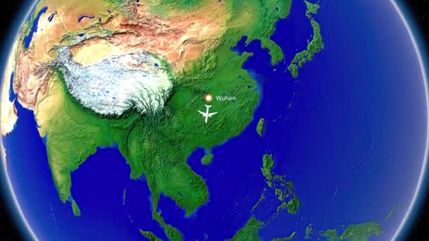 Wuhan Dan Singapur Uçuş Hava Yolculuğu Stok Video