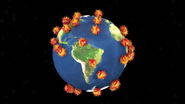 Planet Bumi Terinfeksi Virus Wabah Virus — Stok Video