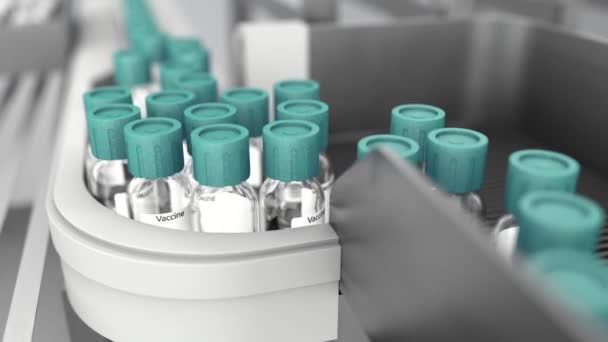 Ligne Production Masse Vaccin Animation Machine Usine Pharmaceutique — Video