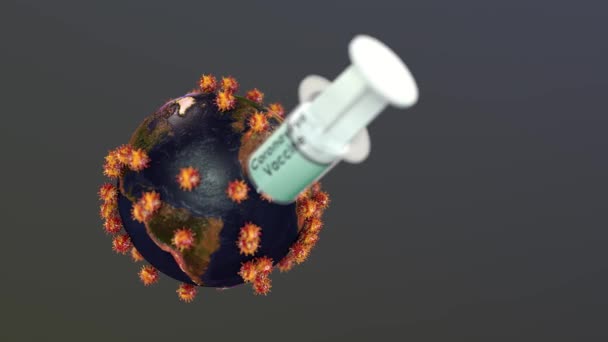 Vaccin Injectie Helende Planeet Aarde — Stockvideo