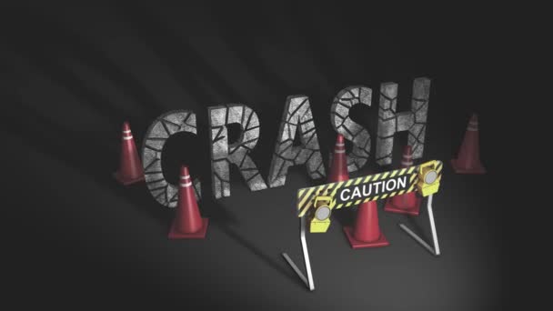 Waarschuwingsbord Stand Animatie Waarschuwing Crash Vooruit — Stockvideo