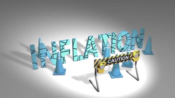 Waarschuwingswaarschuwingsbord Standbeeld Animatie Waarschuwing Inflatie Vooruit — Stockvideo