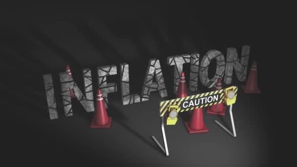 Attenzione Segnale Pericolo Stand Animazione Attenzione Inflazione Avanti — Video Stock