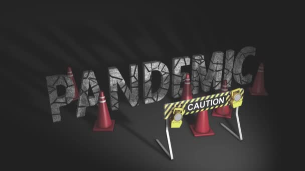 Precaución Señal Advertencia Stand Animación Precaución Pandemia Por Delante — Vídeo de stock