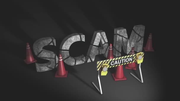 注意警告標識スタンドアニメーション 注意詐欺先 — ストック動画