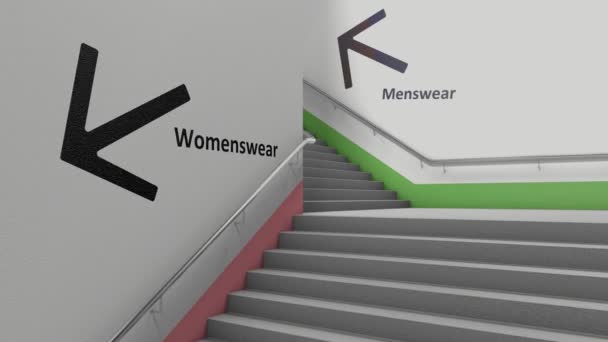 Áruház Lépcsőházainak Emelete Férfiak Női Viselet — Stock videók