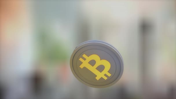 Animación Blockchain Cryprocurrecy Bitcoin Devaluación Acción Mercado — Vídeo de stock