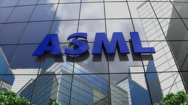 Editorial Use Only Animation Asml Holding Logo Glass Building — Stock Video