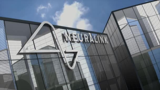 Juni 2022 Redaktionell Användning Endast Animering Neuralink Corporation Logo Glasbyggnad — Stockvideo