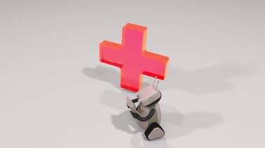 Yapay zeka robot tıbbi çalışma konsepti. Tıp için Al