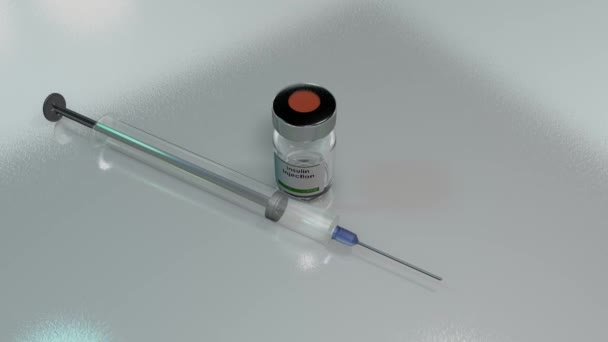 Odtwarzanie Animacji Ludzkie Dawki Fiolki Insuliną Wstrzyknięciu — Wideo stockowe
