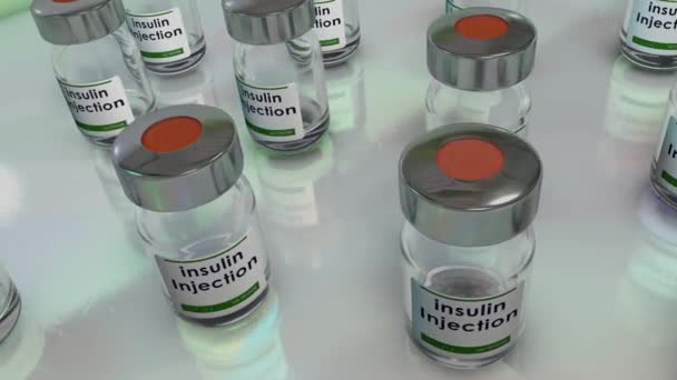 Representación Animación Humanos Dosis Del Vial Insulina Inyectable — Vídeos de Stock