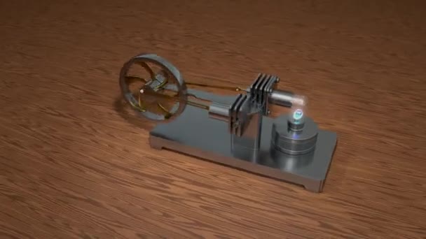Animáció Stirling Motor Hideg Levegős Motor Üzemeltetése — Stock videók