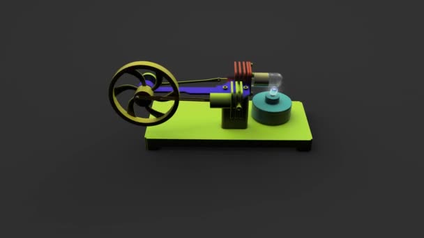 3Dアニメーション スターリングエンジン ホット冷たい空気エンジンの操作 — ストック動画