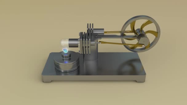 Animace Stirlingův Motor Provoz Motoru Studeným Vzduchem — Stock video