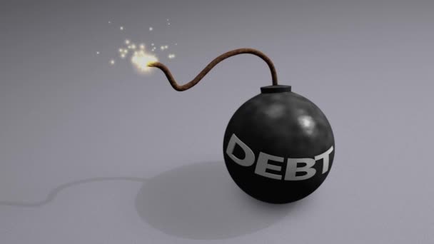 Animação Iminente Bomba Dívida Financeira Explodindo — Vídeo de Stock