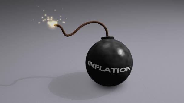 Animation Bedrohliche Finanzielle Inflationsbombe Explodiert — Stockvideo