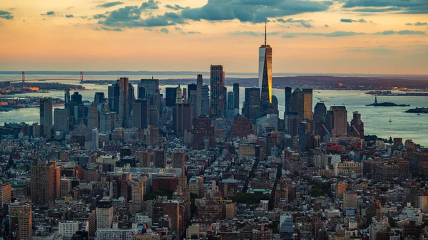 Skymning Över Nedre Manhattan — Stockfoto