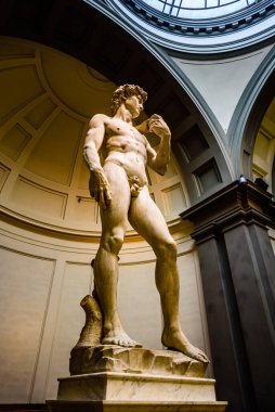 Floransa, İtalya, Ekim 2021 - Accademia galerisindeki Michelangelo 'nun Davut heykeli
